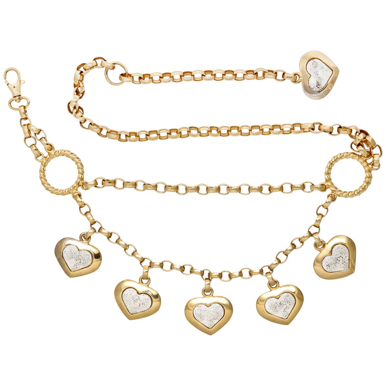 Italian Goldtone Heart Belt, Costume Jewelry