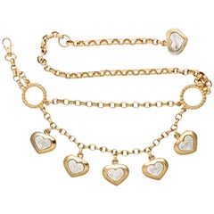 Vintage Italian Goldtone Heart Belt, Costume Jewelry
