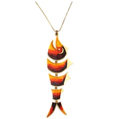 Orange Fish Pendant Necklace