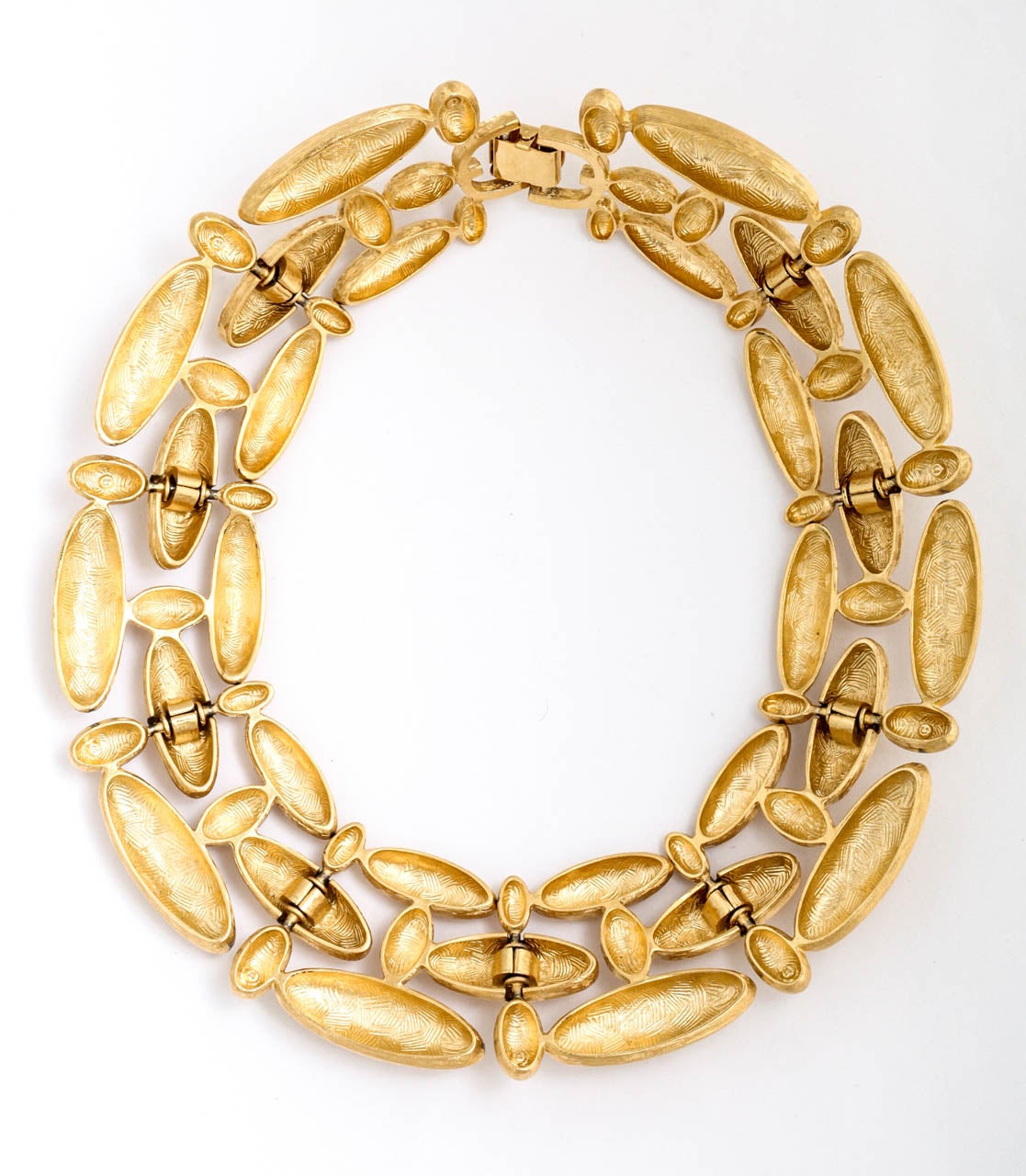 Givenchy Brushed Gilt Triple Link Necklace, Costume Jewelry For Sale at