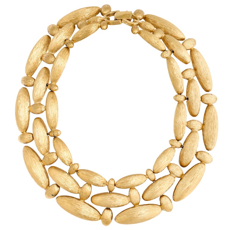Givenchy Brushed Gilt Triple Link Necklace, Costume Jewelry For Sale at
