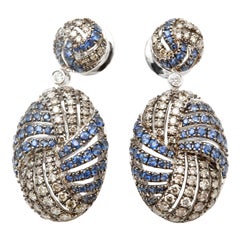 A Pair of Sapphire Diamond White Gold Earrings by Arthur Scholl
