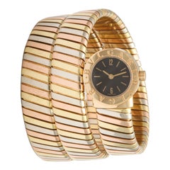 Used Bulgari Lady's Three-Color Gold Tubogas Serpenti Bracelet Watch