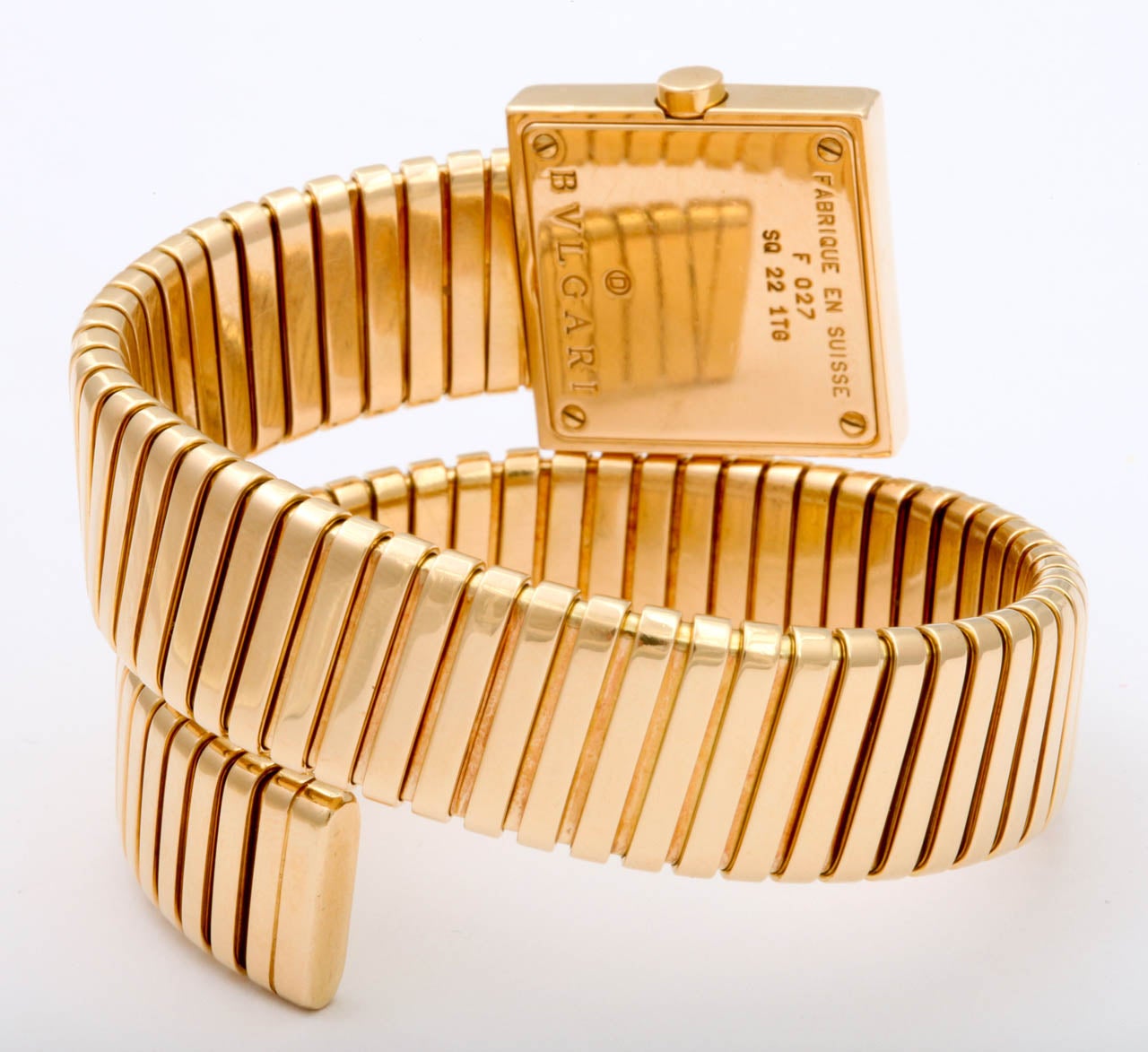 Women's Bulgari Lady's Yellow Gold Tubogas Serpenti Bracelet Watch with Square Dial