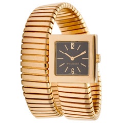 Bulgari Lady's Yellow Gold Tubogas Serpenti Bracelet Watch with Square Dial