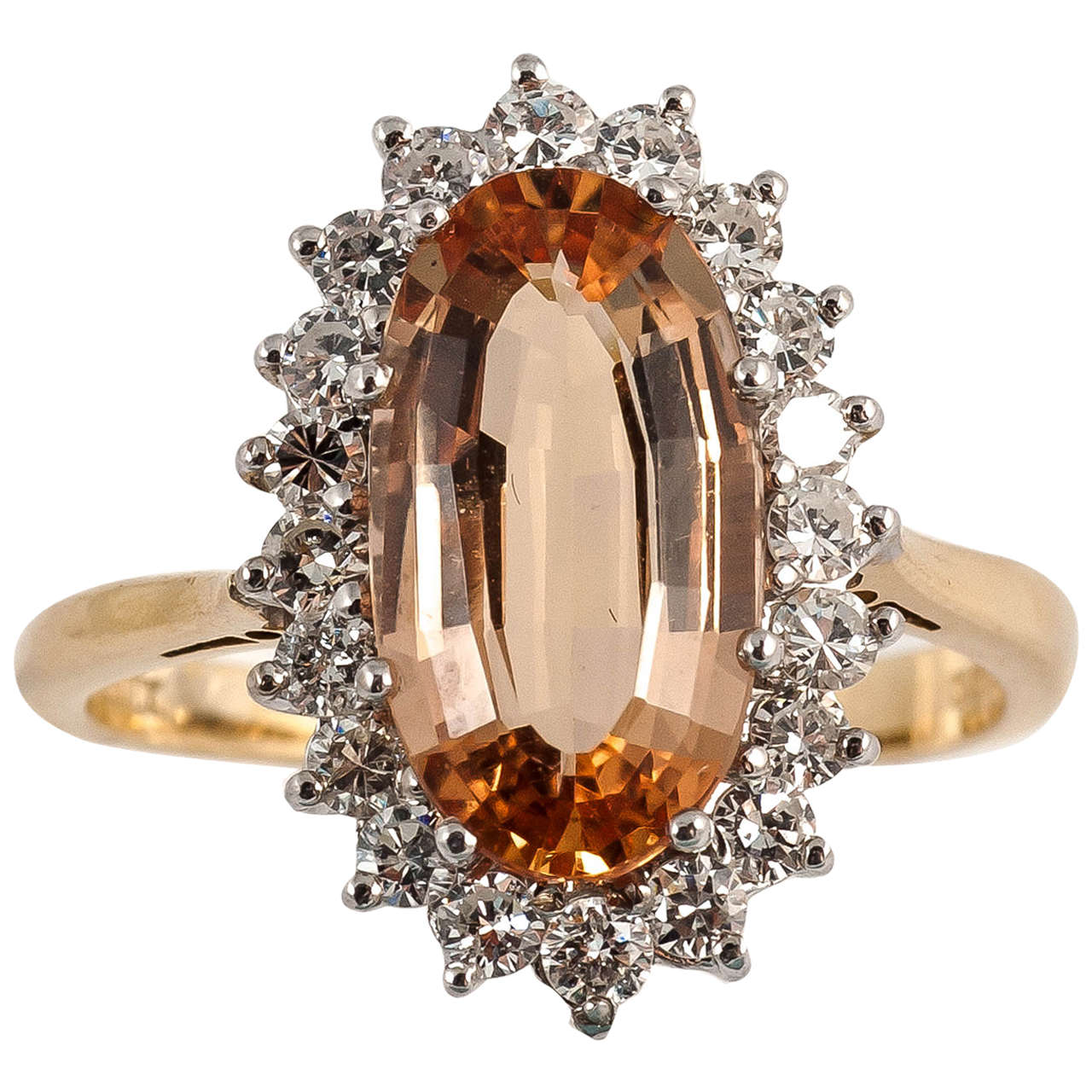 Imperial Topaz Diamond Gold Cocktail Ring For Sale