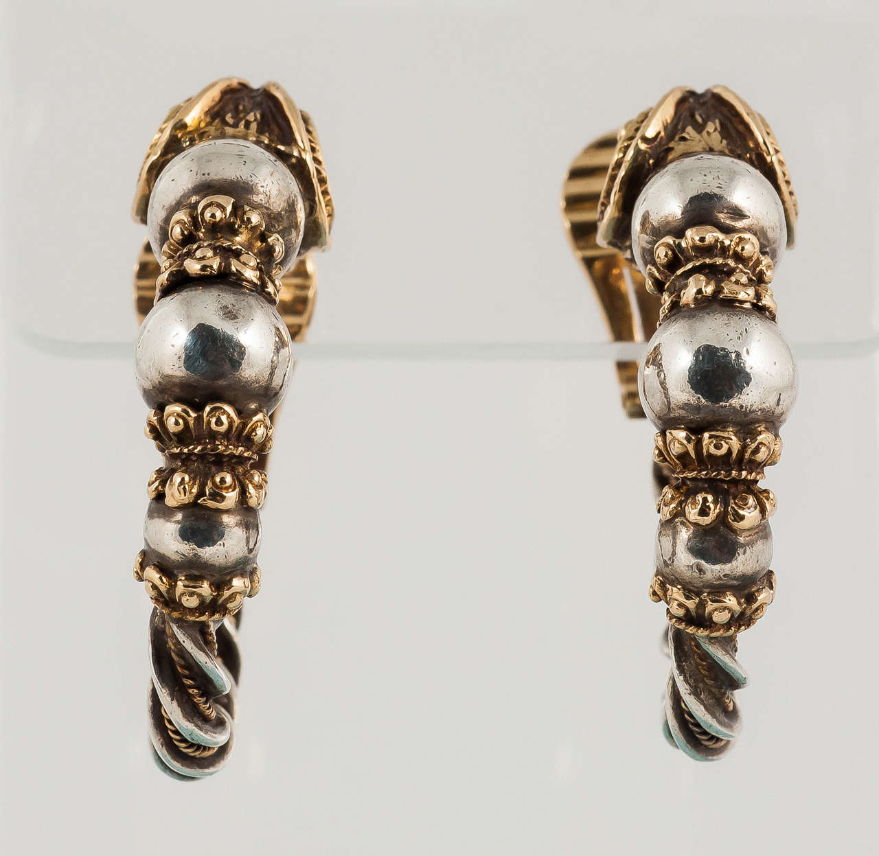 18ct Gold and Silver Rams Head ear clips by the famous jeweller Zolotas