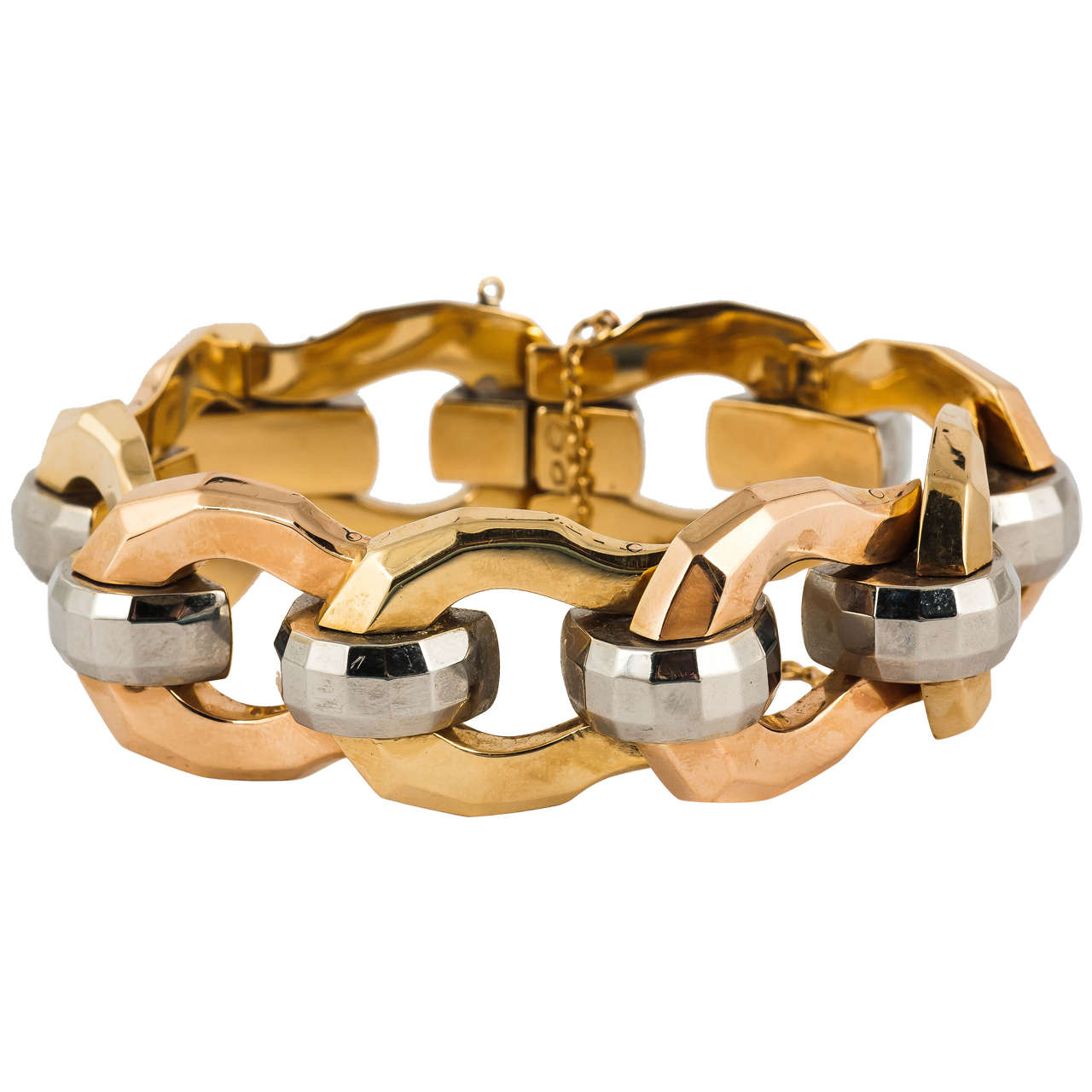 Retro Three Color Gold Bracelet For Sale