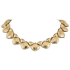 French Hammered Gold Collar Necklace 5