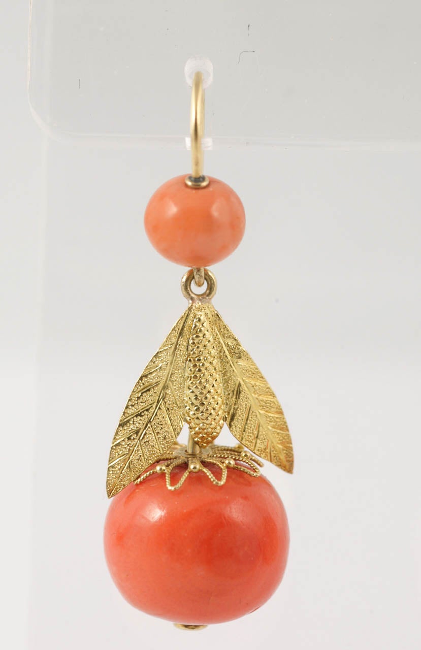 Regency Coral earrings In Excellent Condition For Sale In London, GB