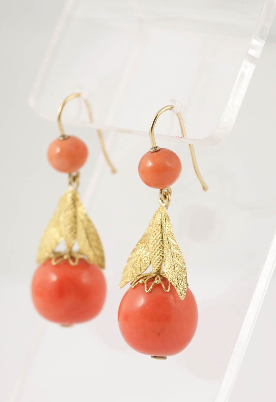 Georgian Regency Coral earrings For Sale