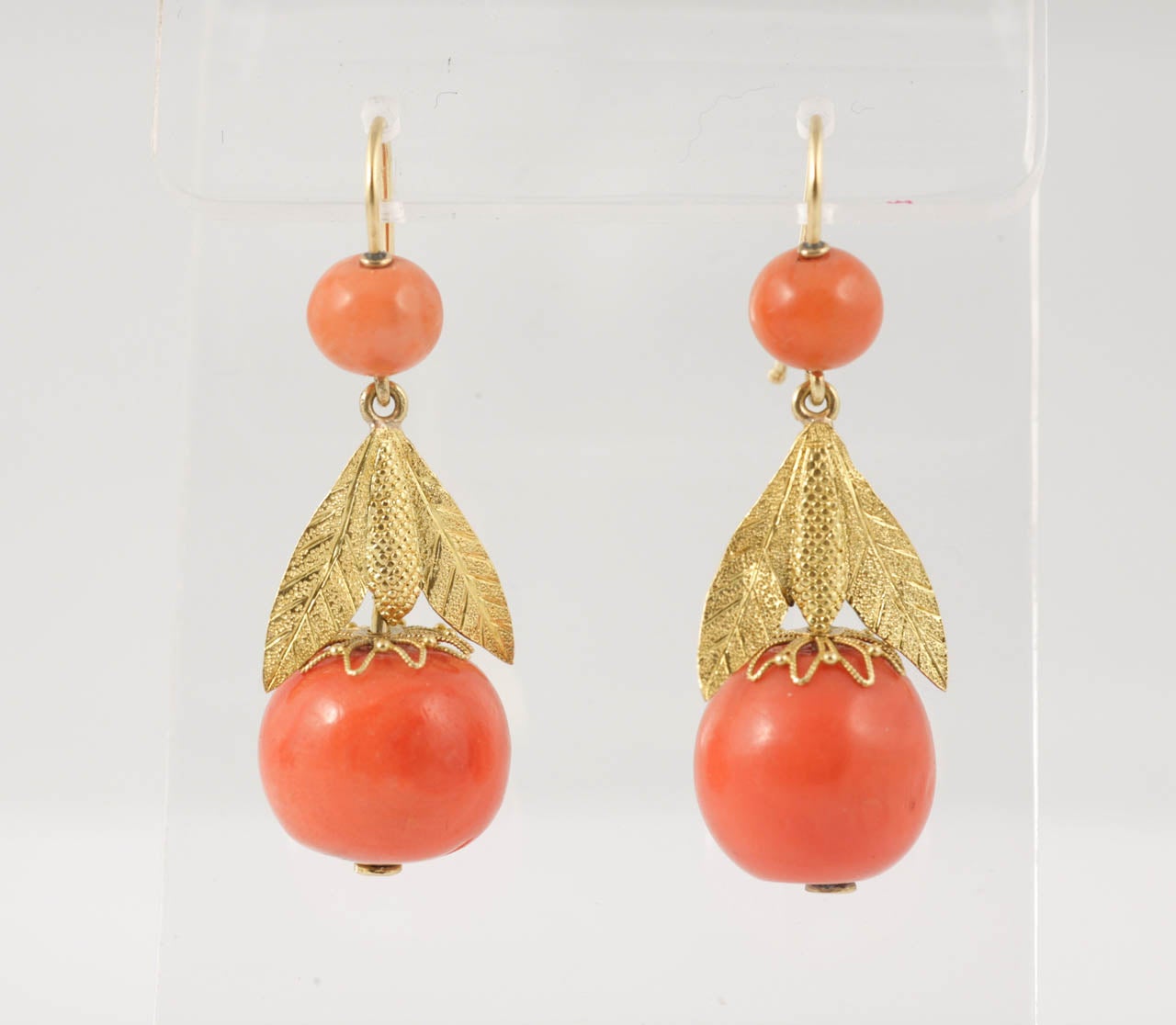 Gold set fine Coral earrings