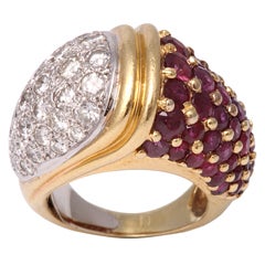 High Quality Ruby And Diamond Bombe Style dome Ring