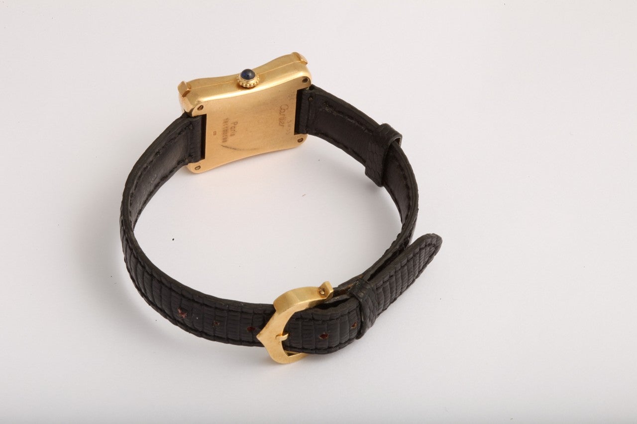 CARTIER Rare Yellow Gold Bamboo Coussin Wristwatch
