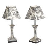 Pair of Electrified, Sterling Silver Corinthian Column Lamps