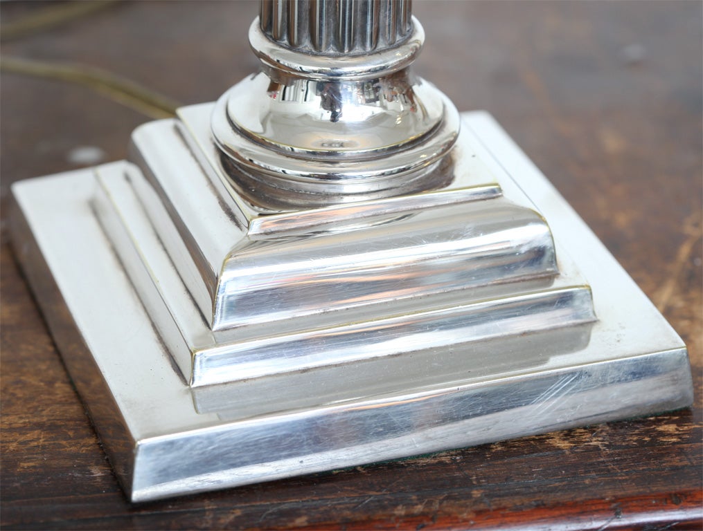 Electrified Silver Plated Corinthian Column Oil Lamp 5