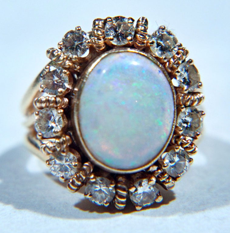 Vintage Opal And Diamond Ring at 1stDibs