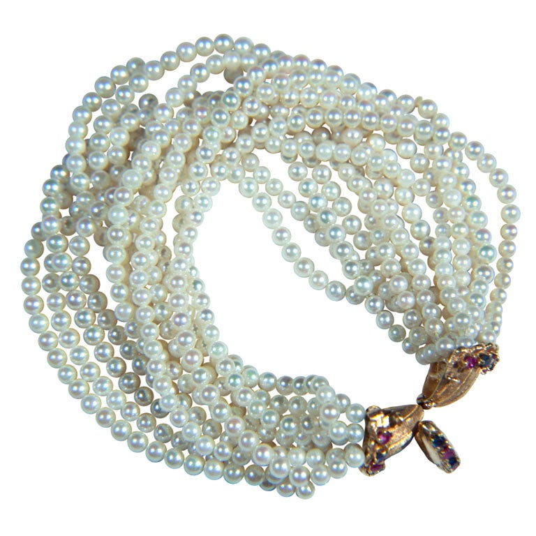 Multi Strand Pearl Bracelet at 1stdibs