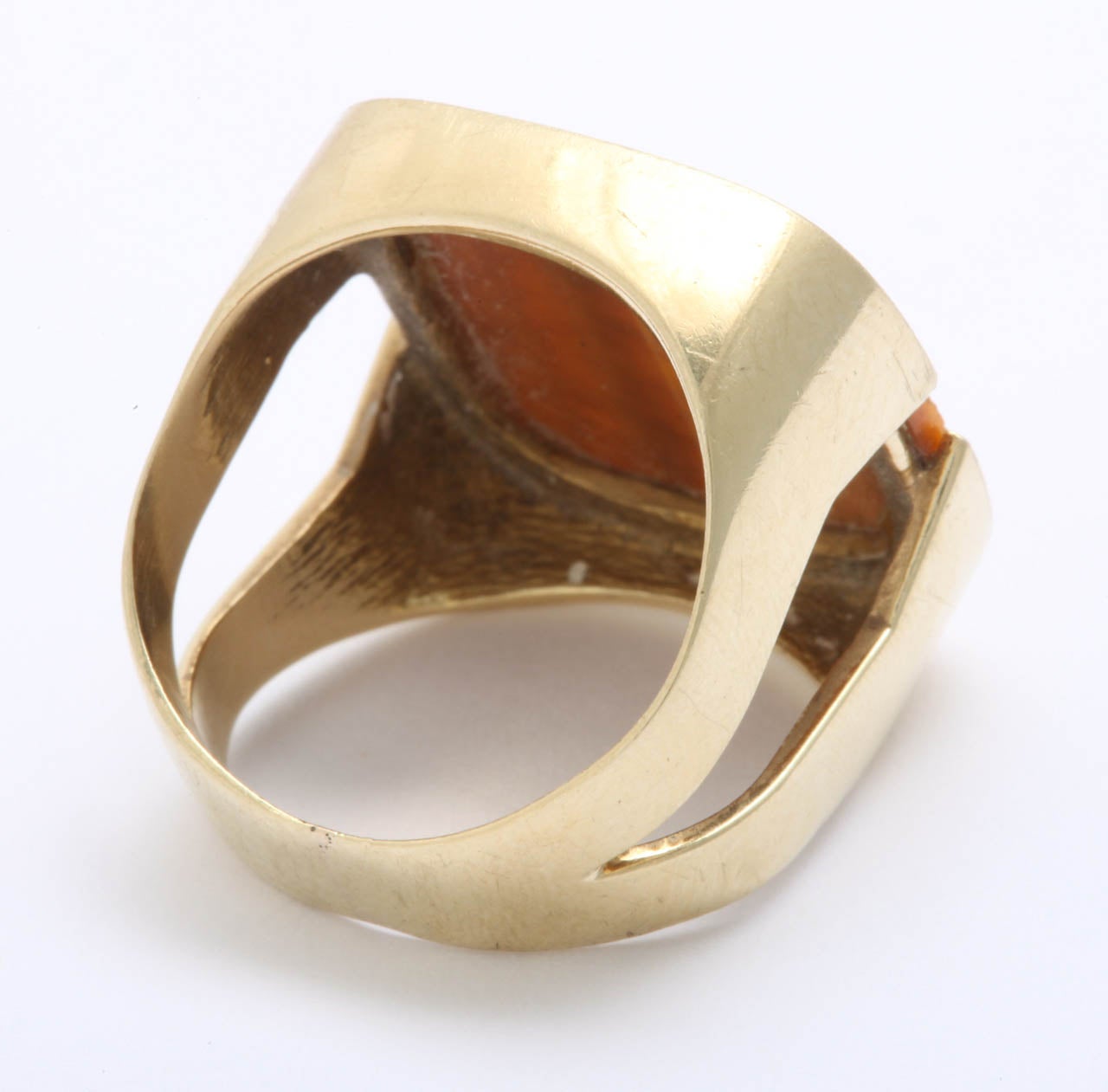 Women's 1960s Cut Out Sides Tiger's Eye Gold Gentleman's Ring For Sale