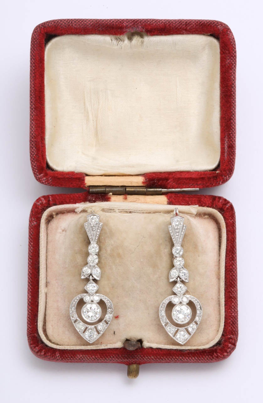 Art Deco ART DECO Platinum And Diamond Flexible Diamond Drop Earrings