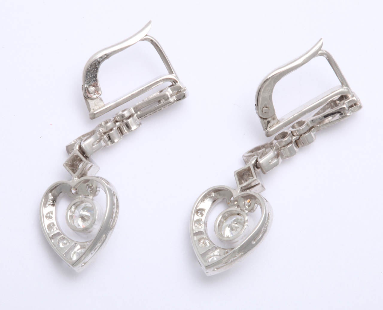 Women's ART DECO Platinum And Diamond Flexible Diamond Drop Earrings
