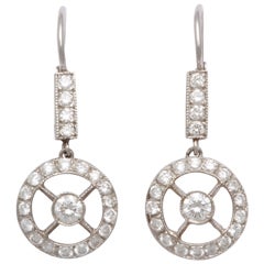 Art Deco Diamond Platinum Pendant Earrings