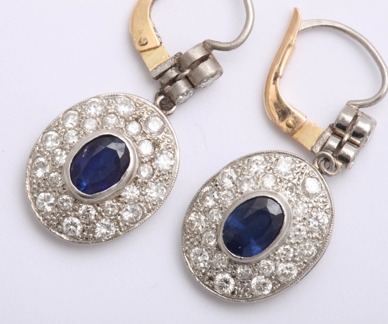 Art Deco Sapphire Diamond Platinum Pendant Earrings 1