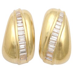 1960s Baguette Cut Diamond Half Hoop Earclips