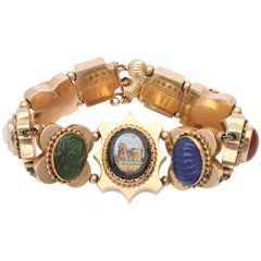 1950s Heavy Gold Unusual Slides Bracelet