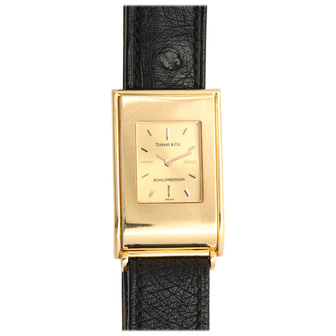 Tiffany & Co. Yellow Gold Rectangular Wristwatch Schlumberger circa 1980s