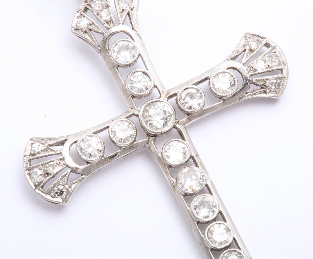 Women's Edwardian Old Cut Diamond Platinum Cross Pendant