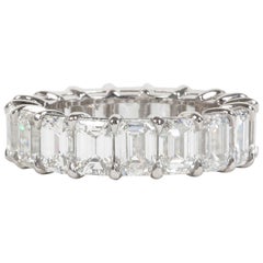 9 Carat Emerald Cut Diamond Platinum Eternity Band