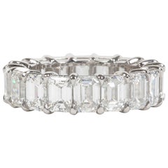 9 Carat Emerald Cut Diamond Platinum Eternity Band