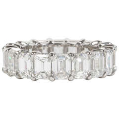 9 Carat Emerald Cut Diamond Platinum Eternity Band 5