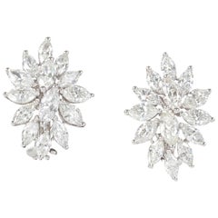Elegant Diamond Gold Cluster Earrings