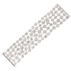 Unique Multi Shape Wide Diamond Gold Bracelet 6