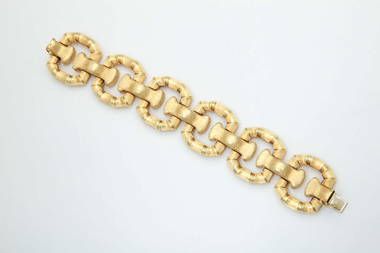 Italian Brushed Gold Bamboo Bracelet