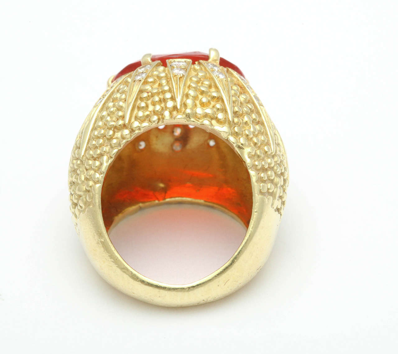 Fire Opal Diamond Gold Ring In Excellent Condition In New York, NY
