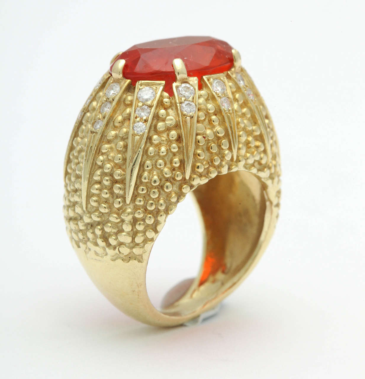 Women's Fire Opal Diamond Gold Ring