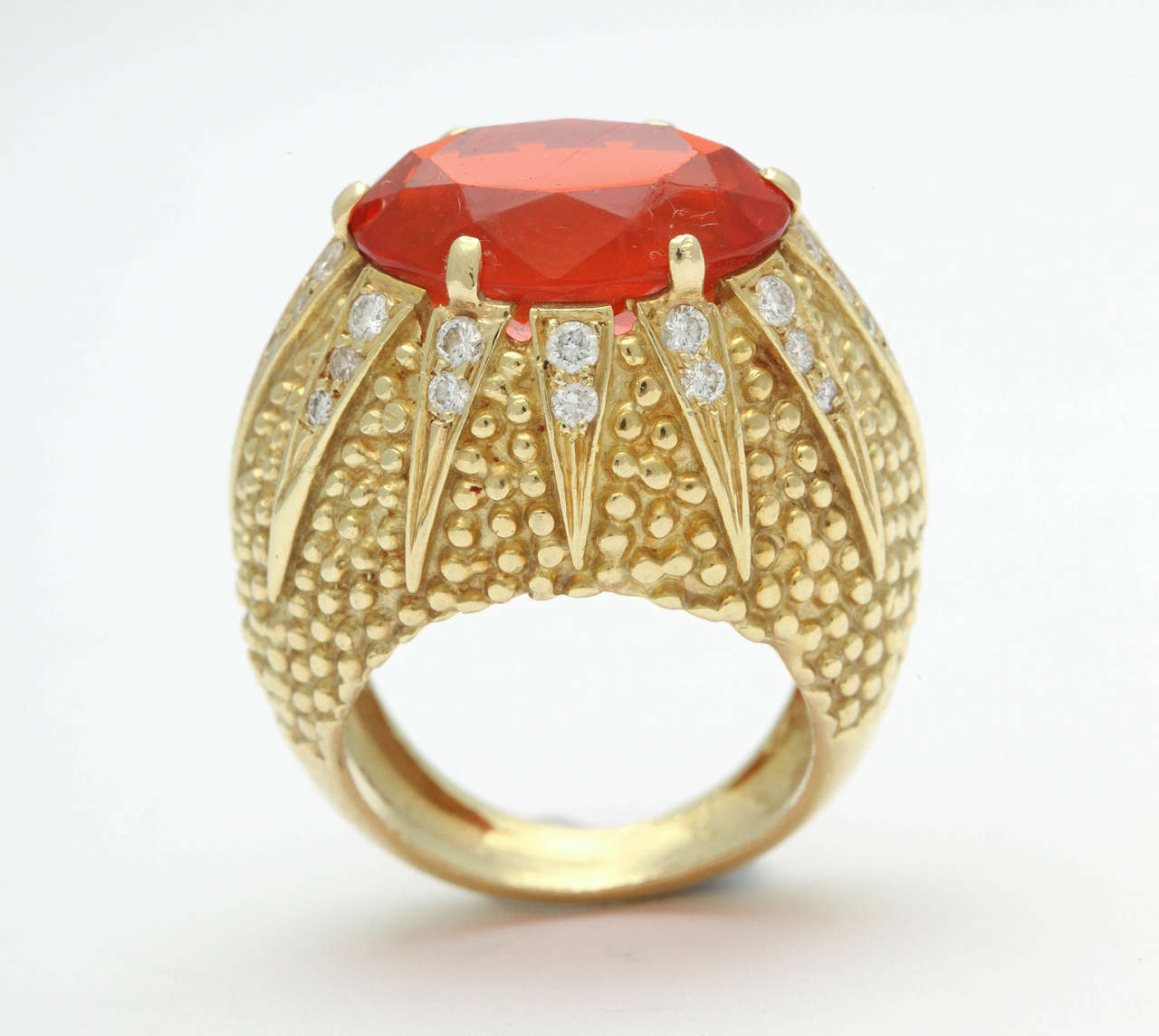 Fire Opal Diamond Gold Ring 1