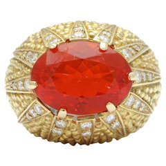 Fire Opal Diamond Gold Ring