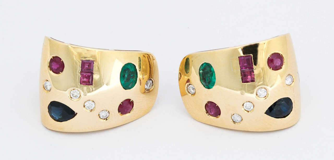 Women's Gold Hoop Earrings with Gemstones