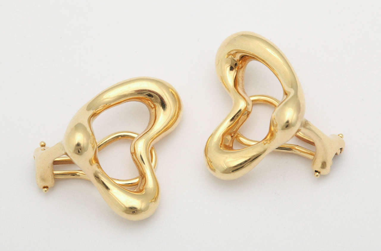 Tiffany & Co. Elsa Peretti Free Form Gold Heart Earrings 1