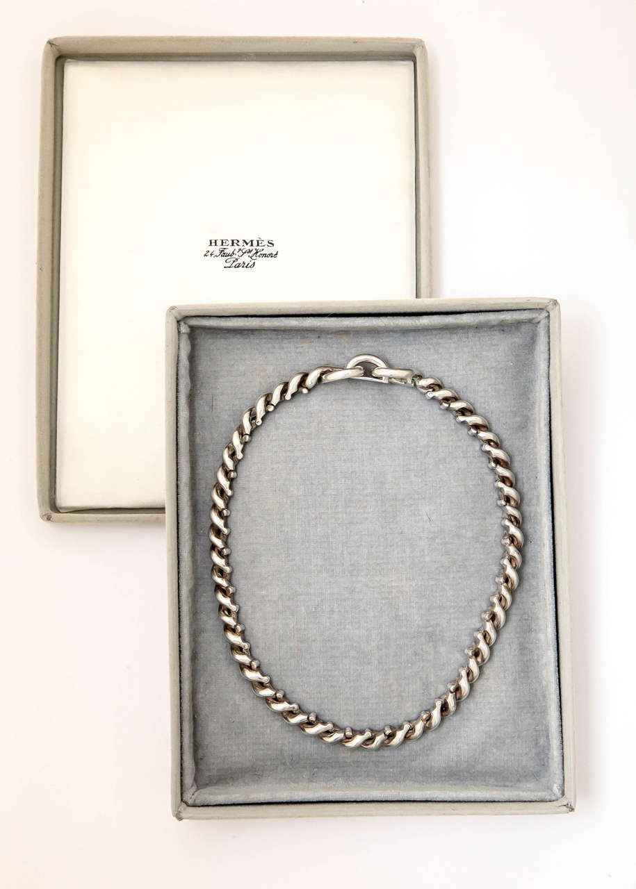hermes silver necklace
