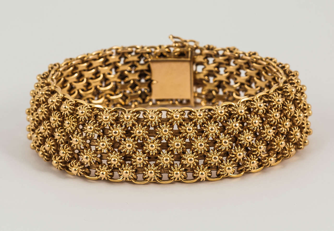 Wide Heavy French Gold Bracelet In Excellent Condition In London, GB