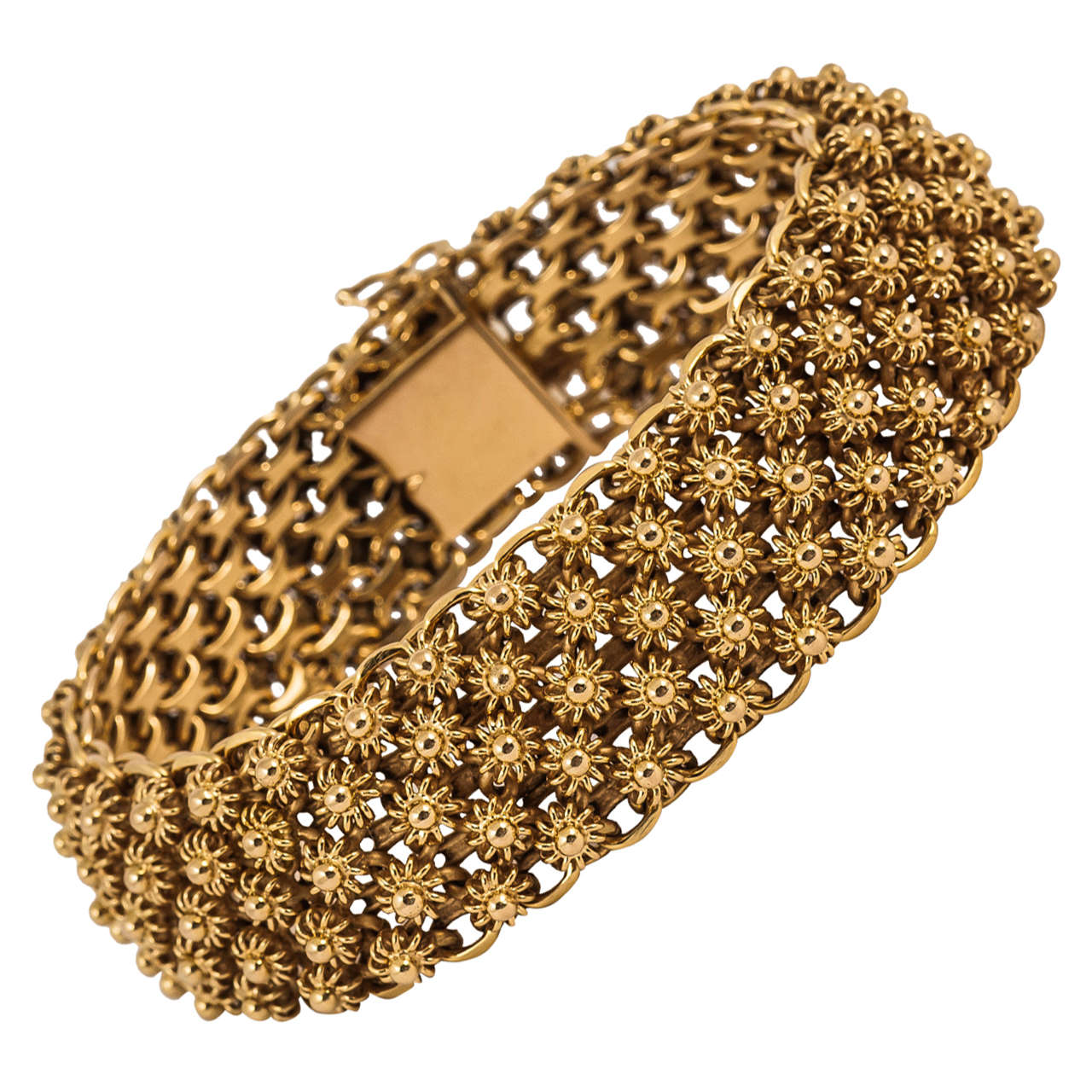 Wide Heavy French Gold Bracelet