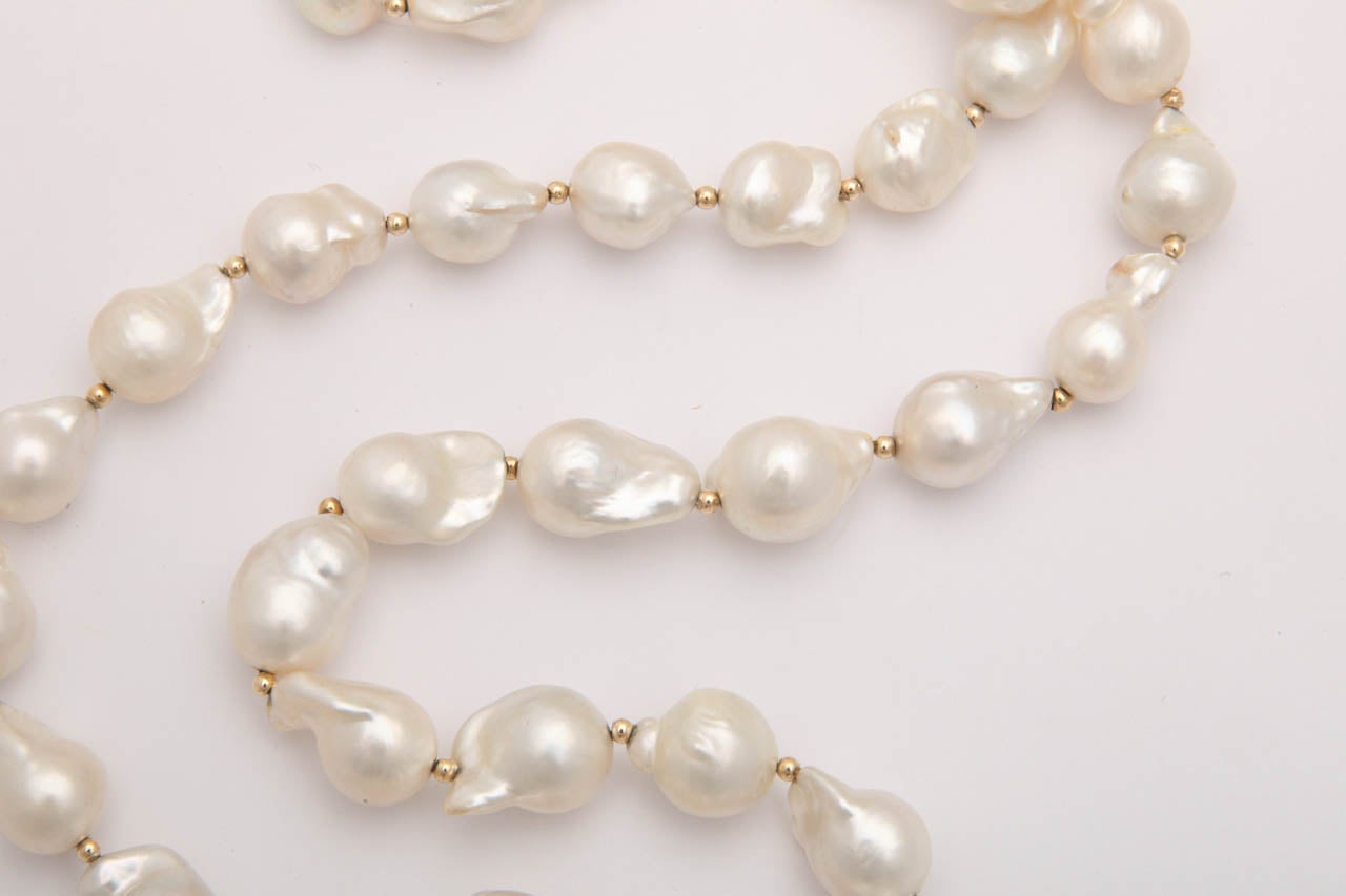 Women's Baroque South Sea Pearl Necklace with Diamond Clasp