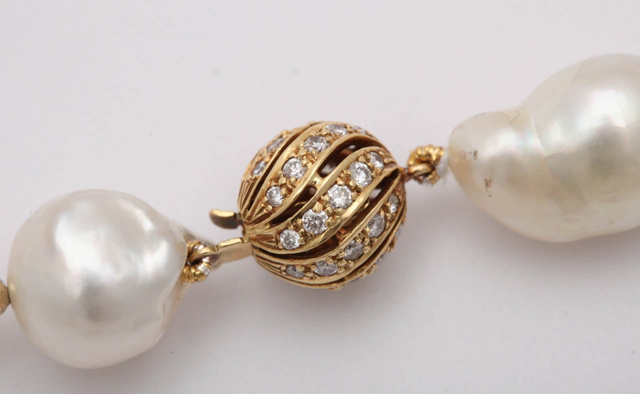 Baroque South Sea Pearl Necklace with Diamond Clasp 4