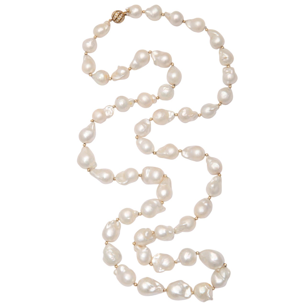 Baroque South Sea Pearl Necklace with Diamond Clasp