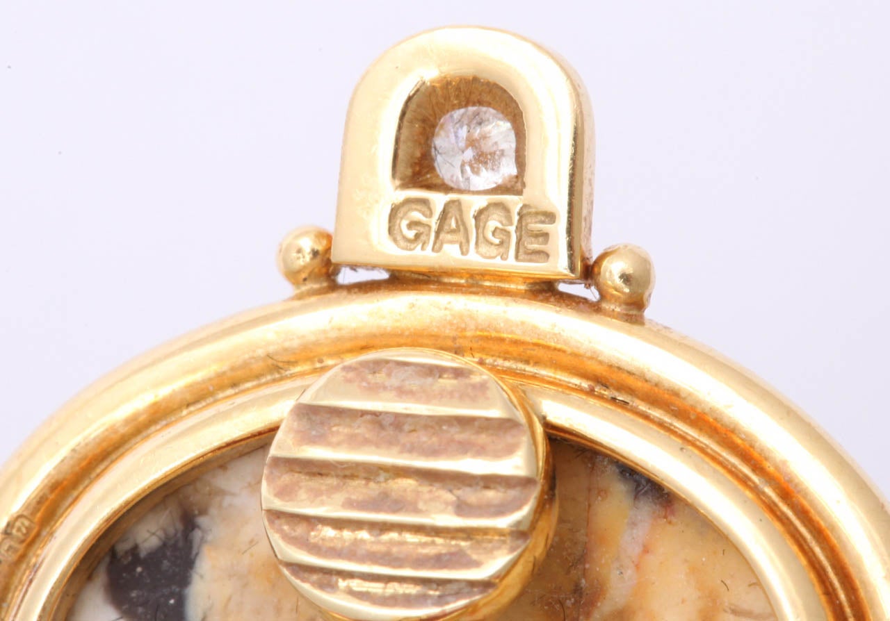 Elizabeth Gage Fossilized Stone Earrings 4